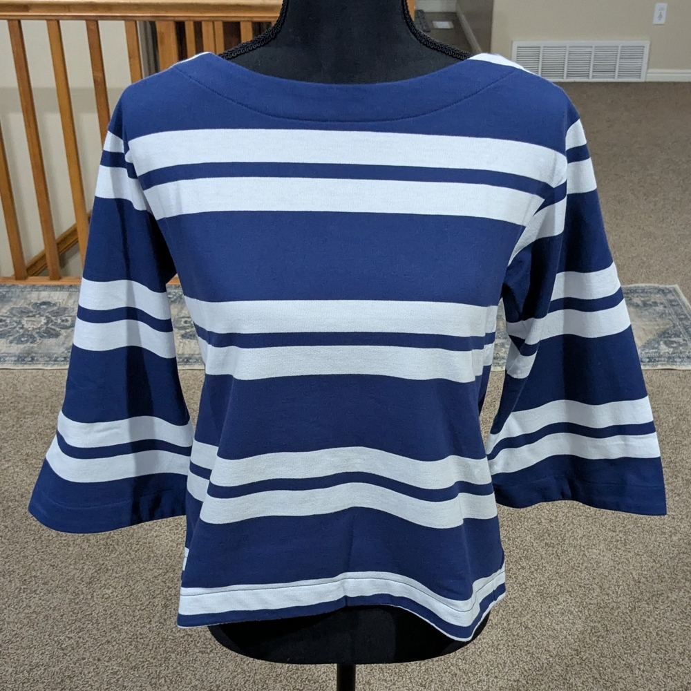 Tommy Bahama Women's Size XXS French Terrace Bell Sleeve Pullover Shirt Navy